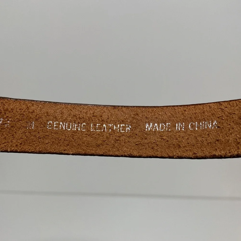 Vintage Kenneth Cole Western Style Leather Belt with Silver Buckle Detai…